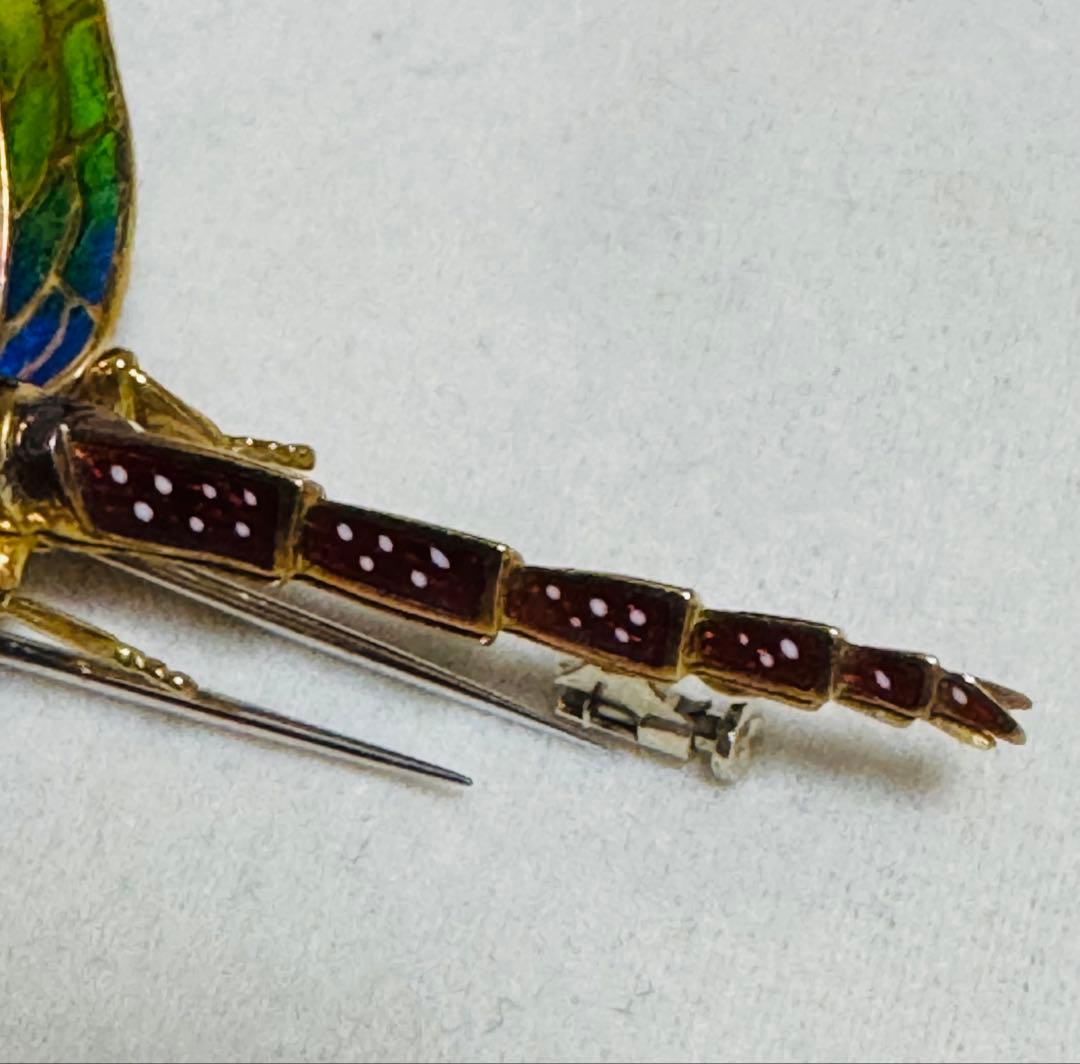 値下アンティーク　ブローチ　蜻蛉　トンボ 18金　イタリア　ヴンテージ　ダイア