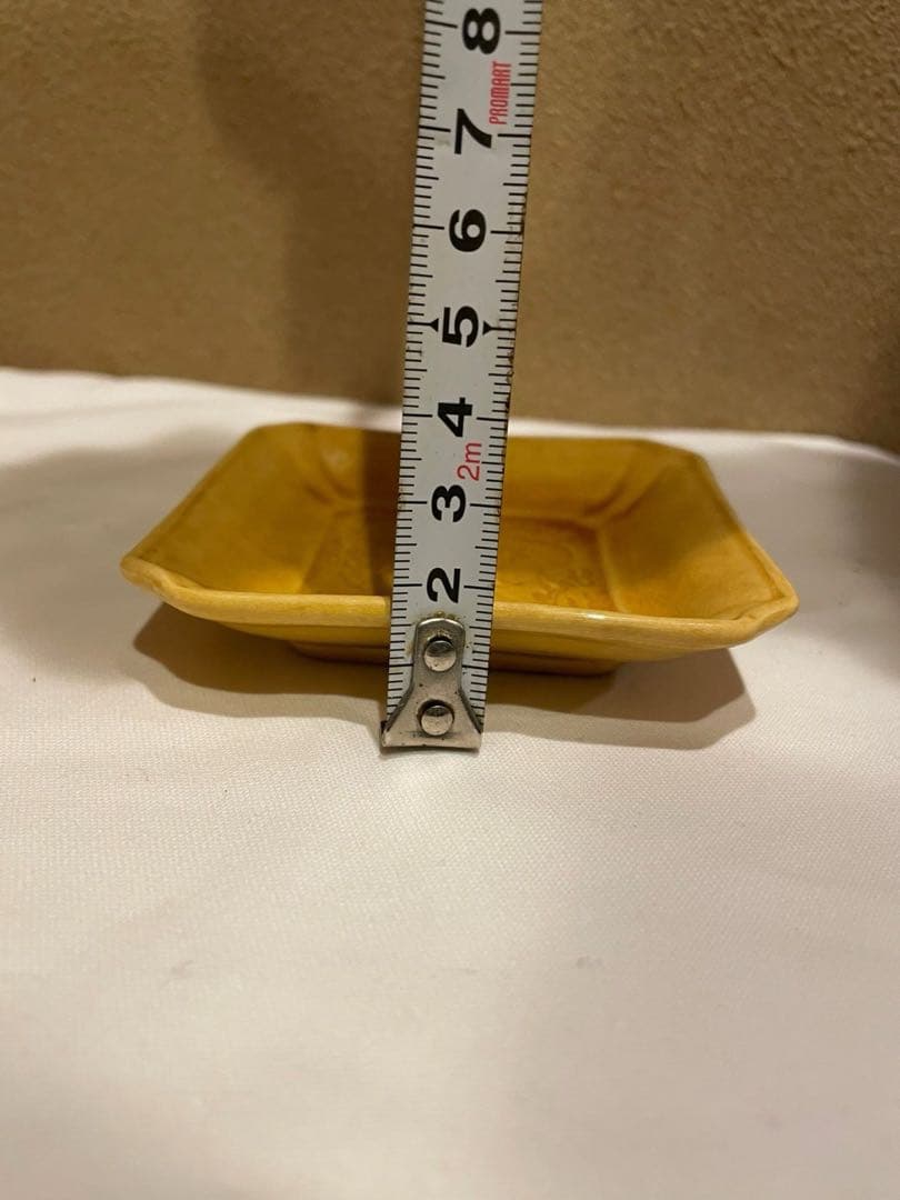 黄色正方形小皿　骨董品　磁器　10客
