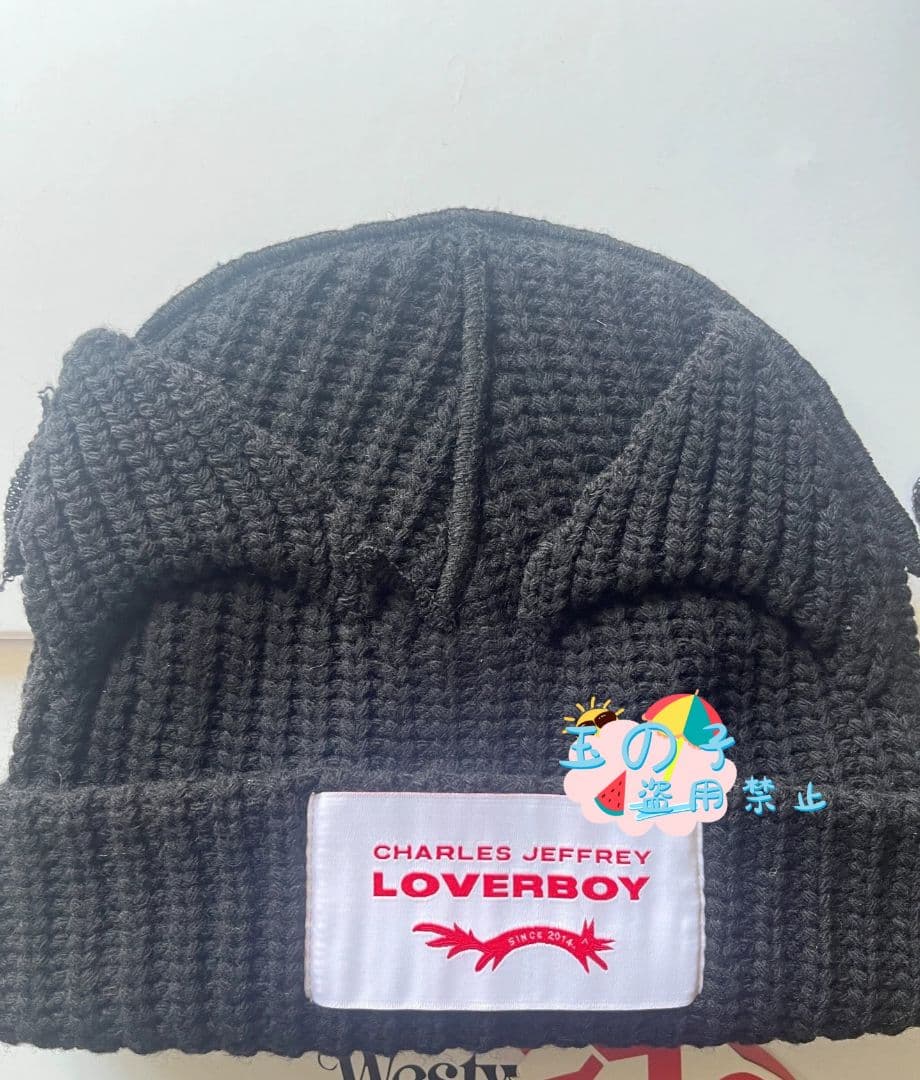 男女兼用CHARLES JEFFREY LOVERSBOY 猫耳ニット帽黑A