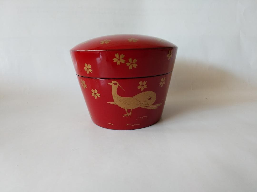 久世宗春 作『 桜に雉子蒔絵 』朱薬器 棗 共箱 漆器 漆芸 抹茶 茶道具 新品