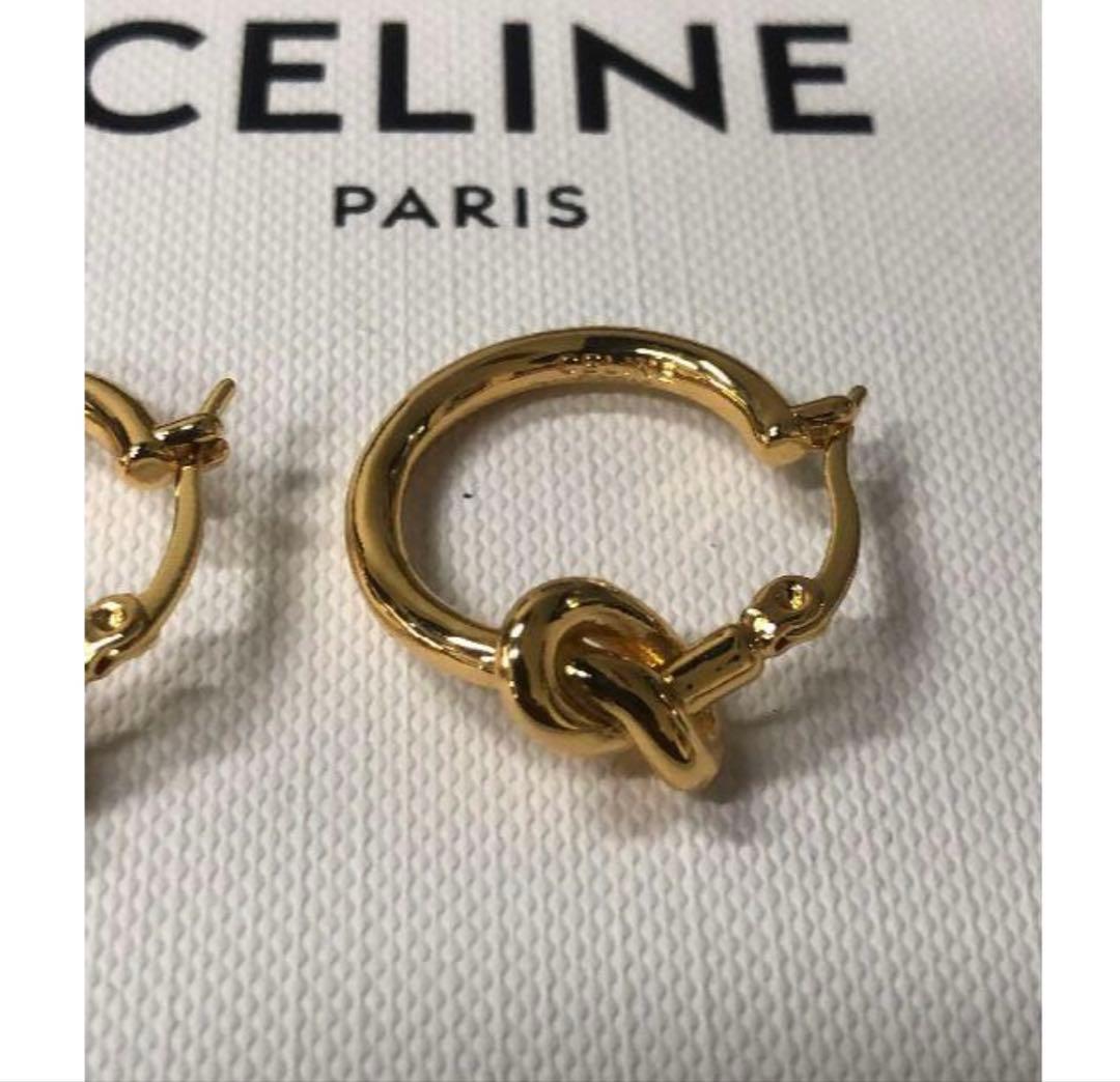 CELINE ゴールド ノットデザイン フープピアス