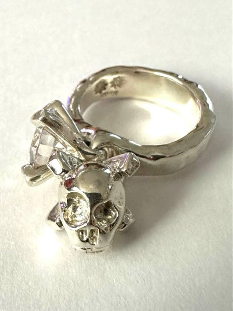 e.m. 18〜19号サイズ スカル ジルコニアリング シルバー925