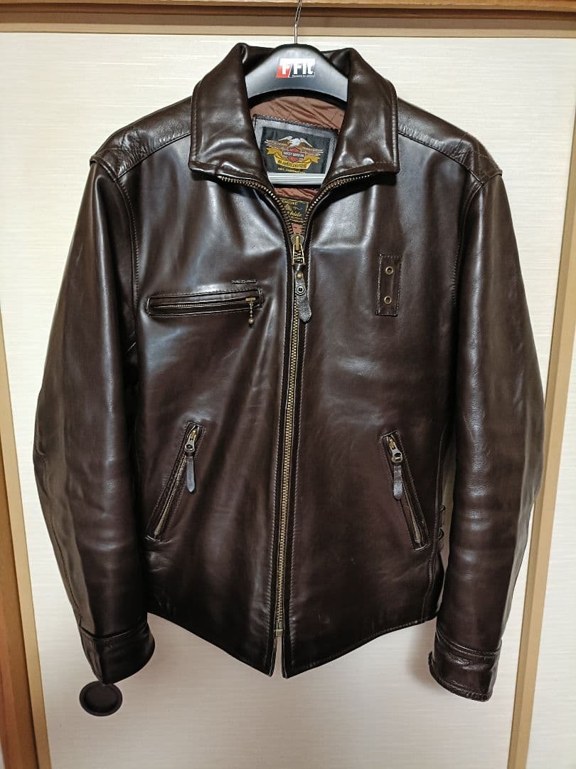 肉厚　馬革　ハーレーダビッドソン　L　シングルライダースジャケット