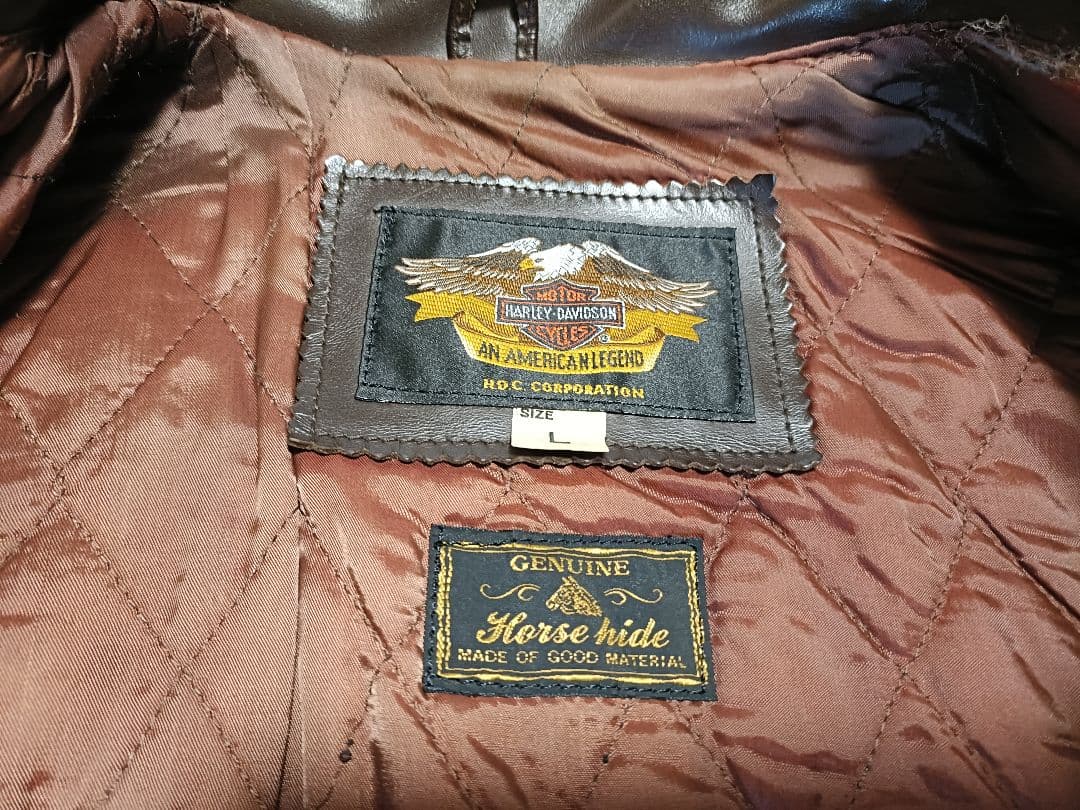 肉厚　馬革　ハーレーダビッドソン　L　シングルライダースジャケット