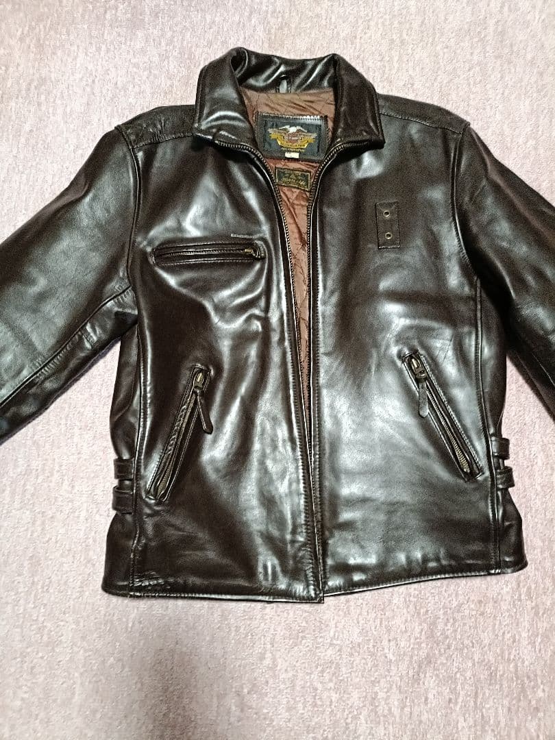 肉厚　馬革　ハーレーダビッドソン　L　シングルライダースジャケット