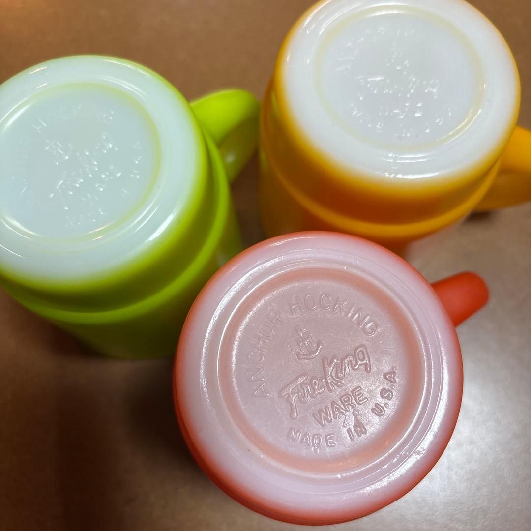 Fire King ガラスマグカップセット 3色