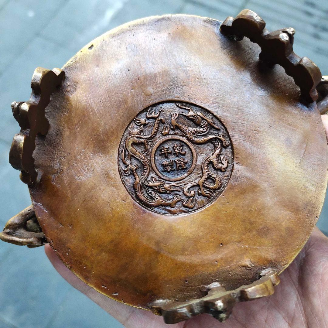 銅器 香炉 龍鳳薫香炉 盤香炉 茶道香炉 装飾品 工芸品 置物