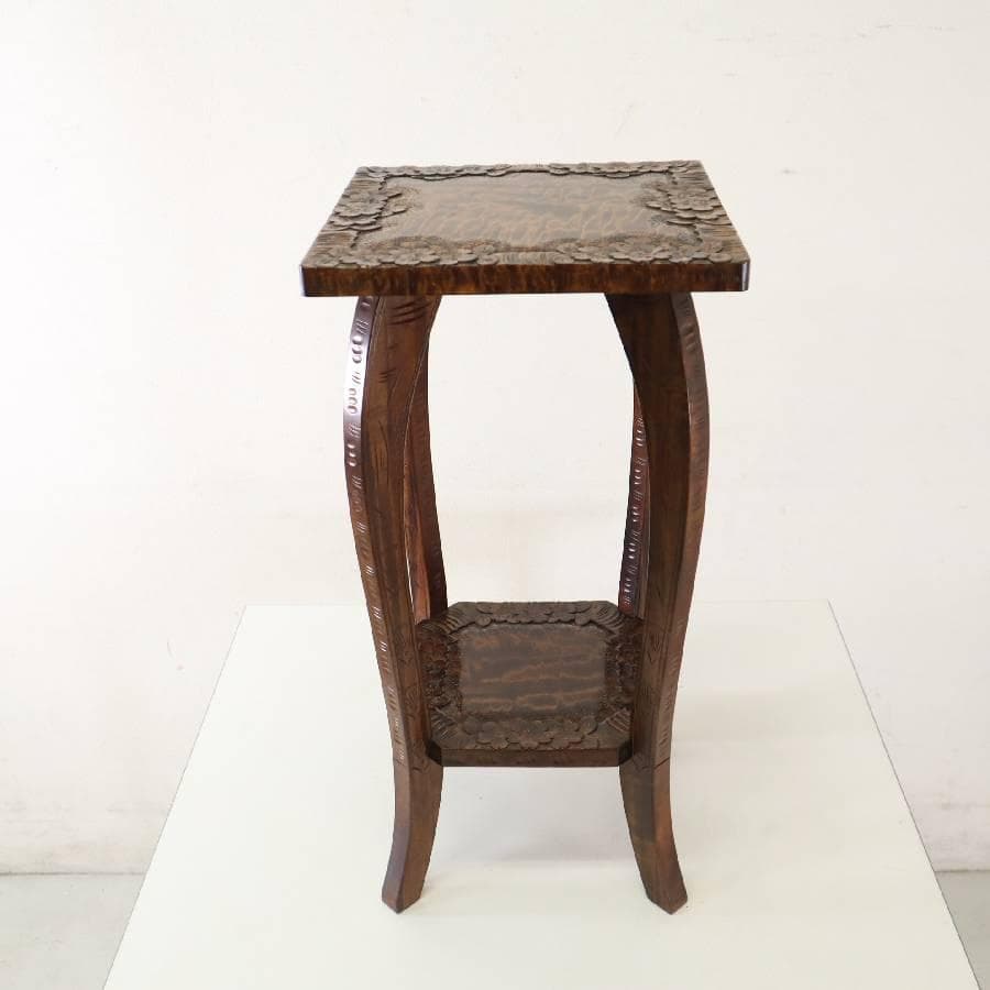 伝統工芸 軽井沢彫 桜柄 サイドテーブル 花台 飾り台 高さ61cm