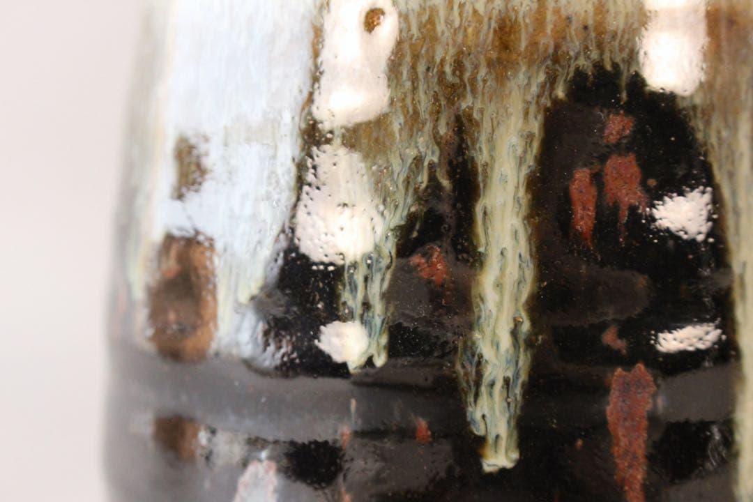 4438 益子窯　木村一郎 造　三彩壷　高さ19.7cm 陶印有　共箱　送料無料