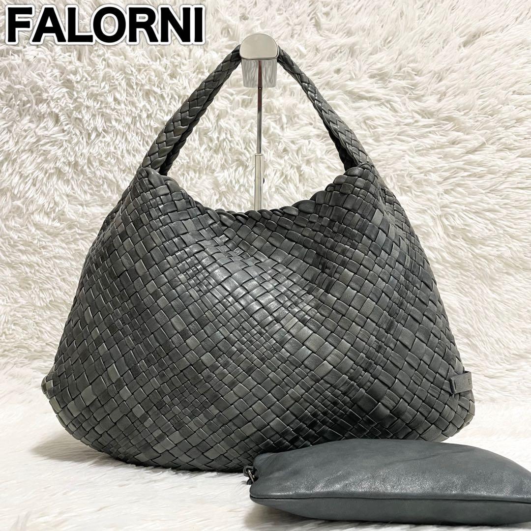 【美品】ファロルニ　ワンショルダー　イントレッチオ　ホーボー　グリーン系　レザー