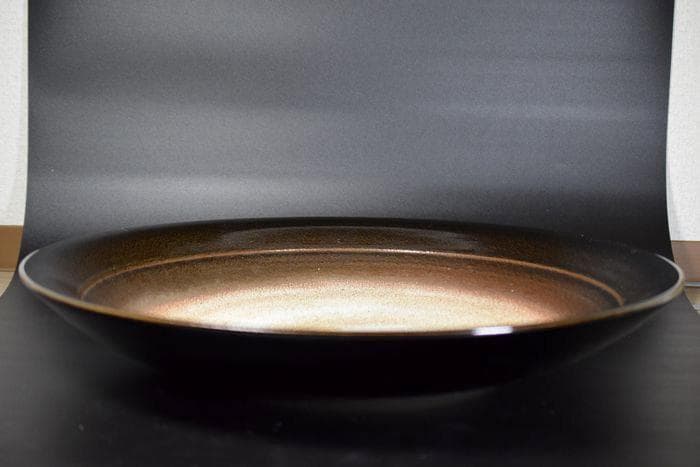 県重要文化財　林 正太郎　特別作品　淡黒　志野焼　大皿　真作保証　径59cm