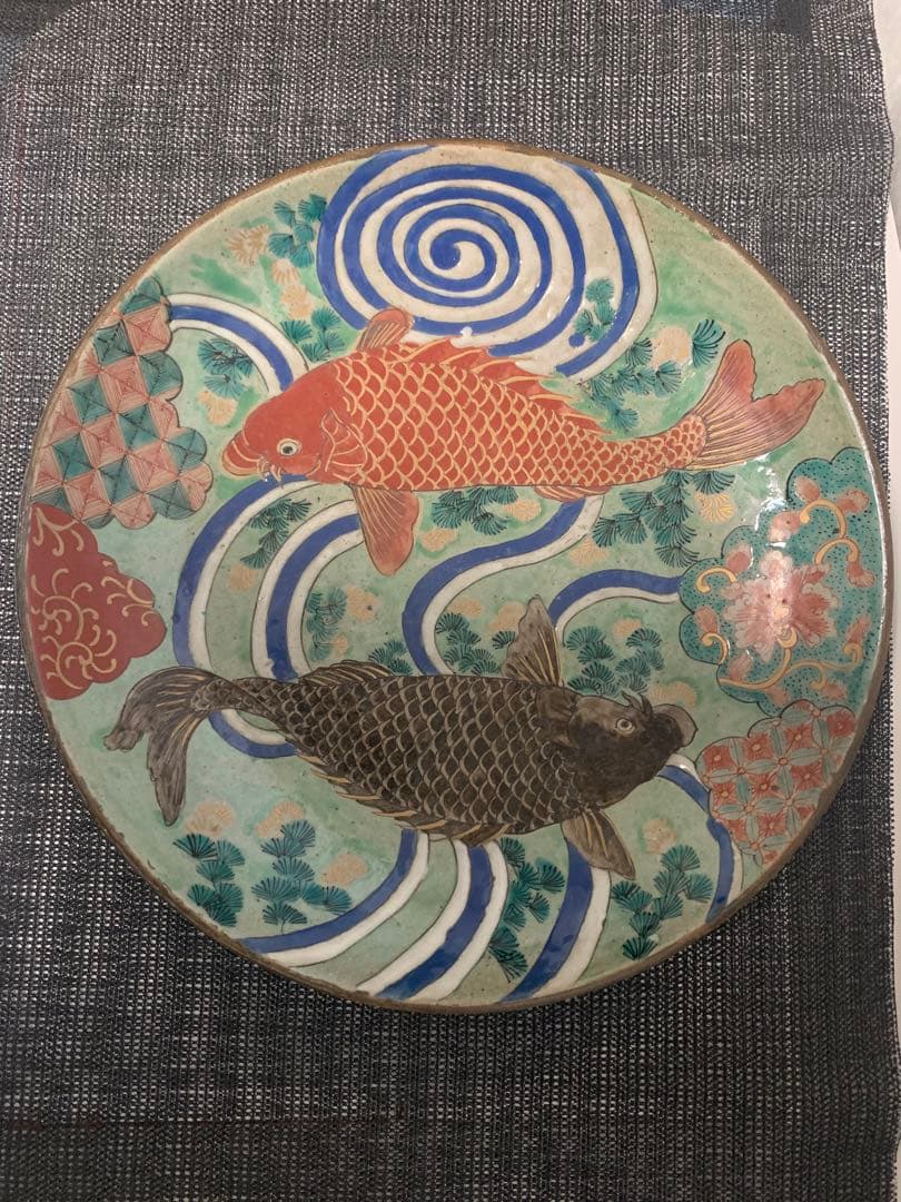 江戸　古九谷　大皿　直径35cm   アンティーク送料込み