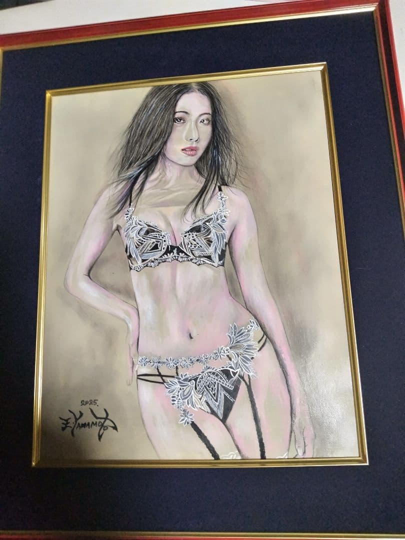 裸婦、美人画、絵画6Fしなり、S山本英二、額縁、肉筆、高塚省吾、森本草介、一点物