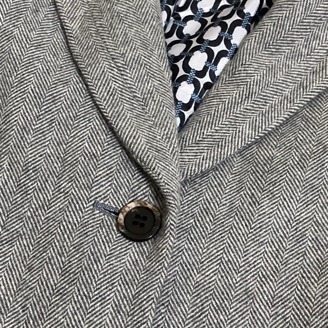 アクアスキュータム　ウールコート　ヘリンボーン　8　アンゴラ混