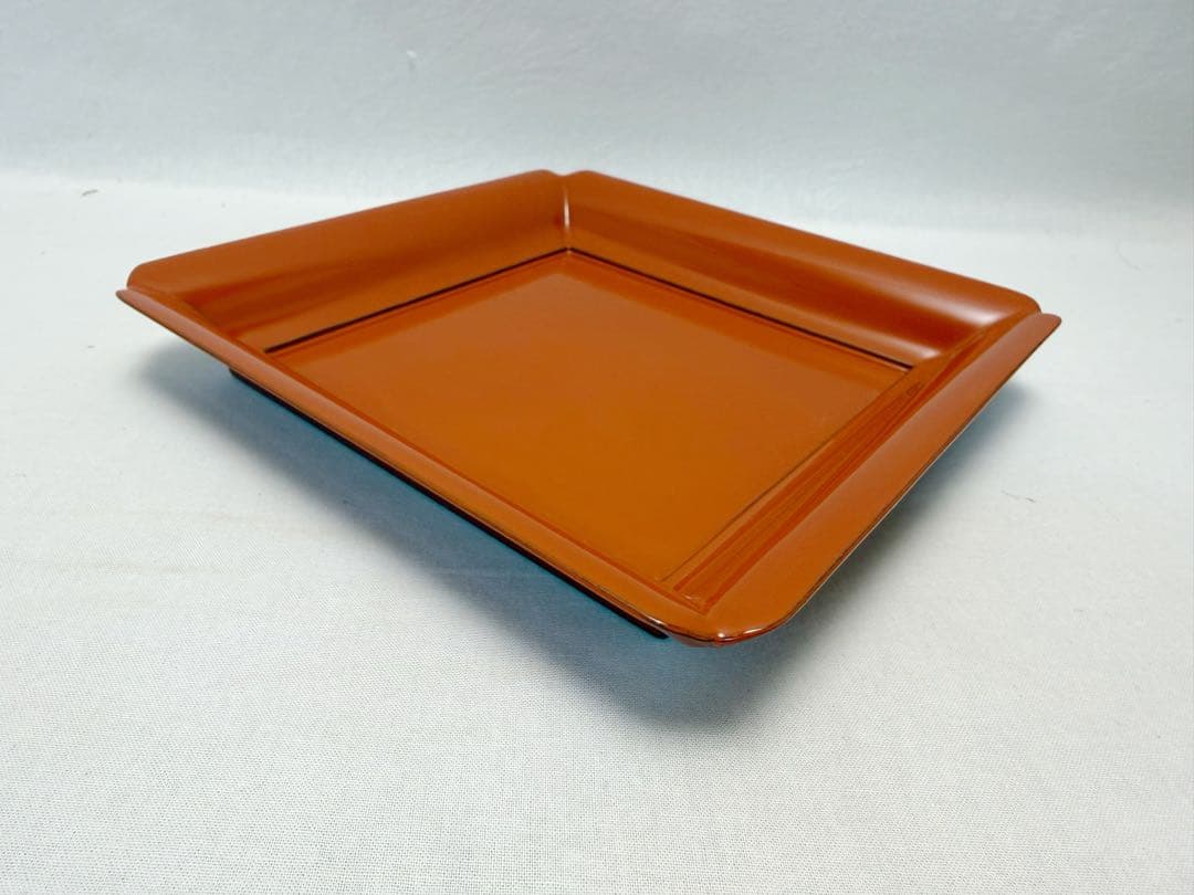 未使用 茶道具 塗師 助田宗明作 木製 朱塗 若狭盆 干菓子器 共箱