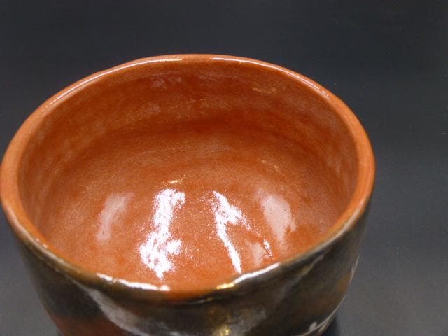 楽吉左衛門　十四代　覚入　赤茶碗／共箱・共布／楽吉左衛門　十五代直入極め箱／仕覆