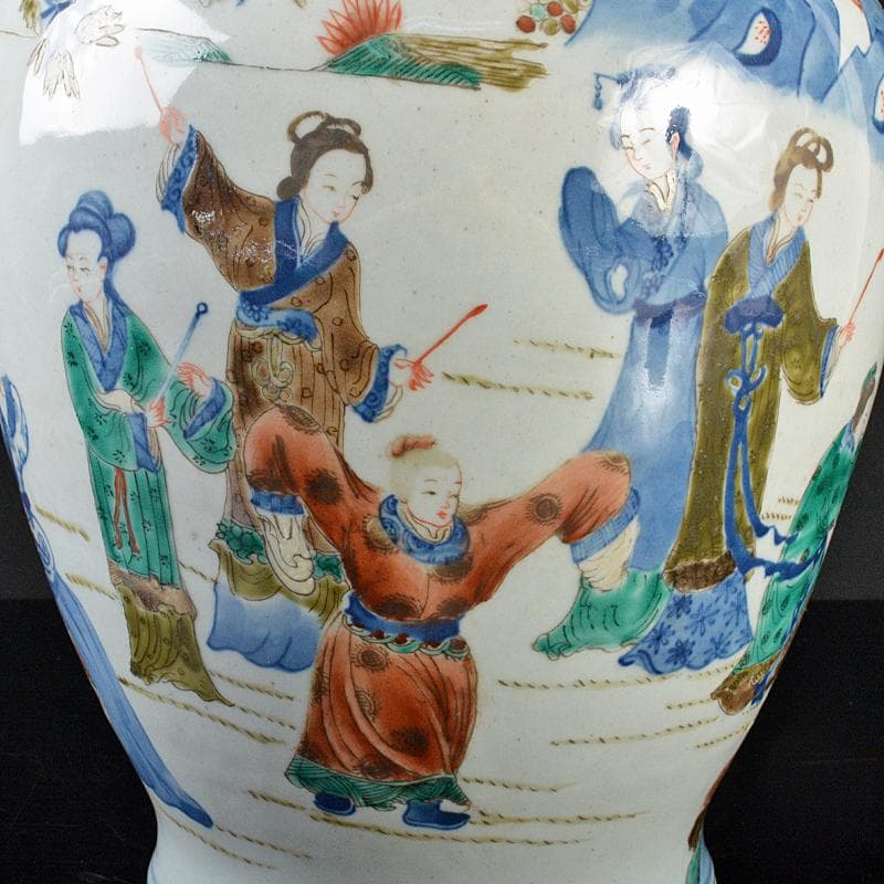 中国　色絵　人物文瓶　高さ約36cm　D　R5482B