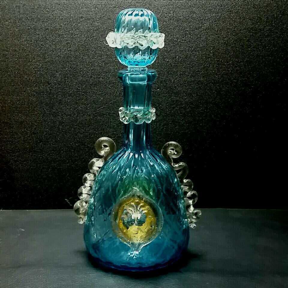 MURANO GLASS ムラノ ブルー ライオン モチーフ 装飾 デカンタ