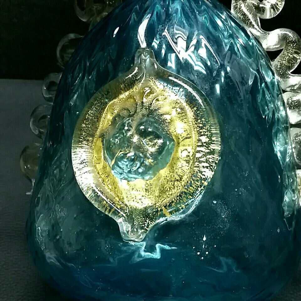 MURANO GLASS ムラノ ブルー ライオン モチーフ 装飾 デカンタ