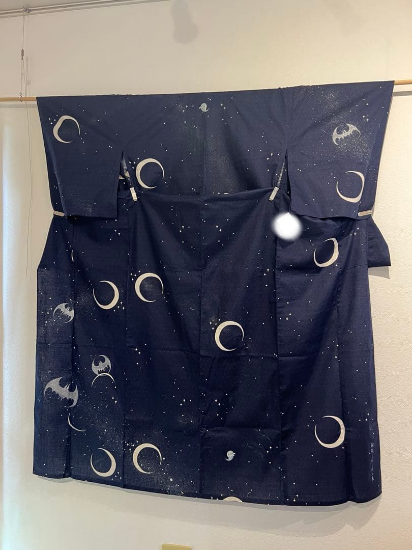 浴衣　蝙蝠　お化け　夜空　フリーサイズ　桜柄小紋セット