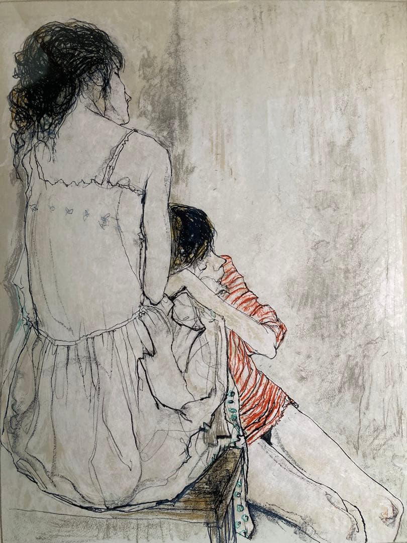 【真作保証】ジャン・ジャンセン「母と子」リトグラフ 直筆サイン 版画 絵画