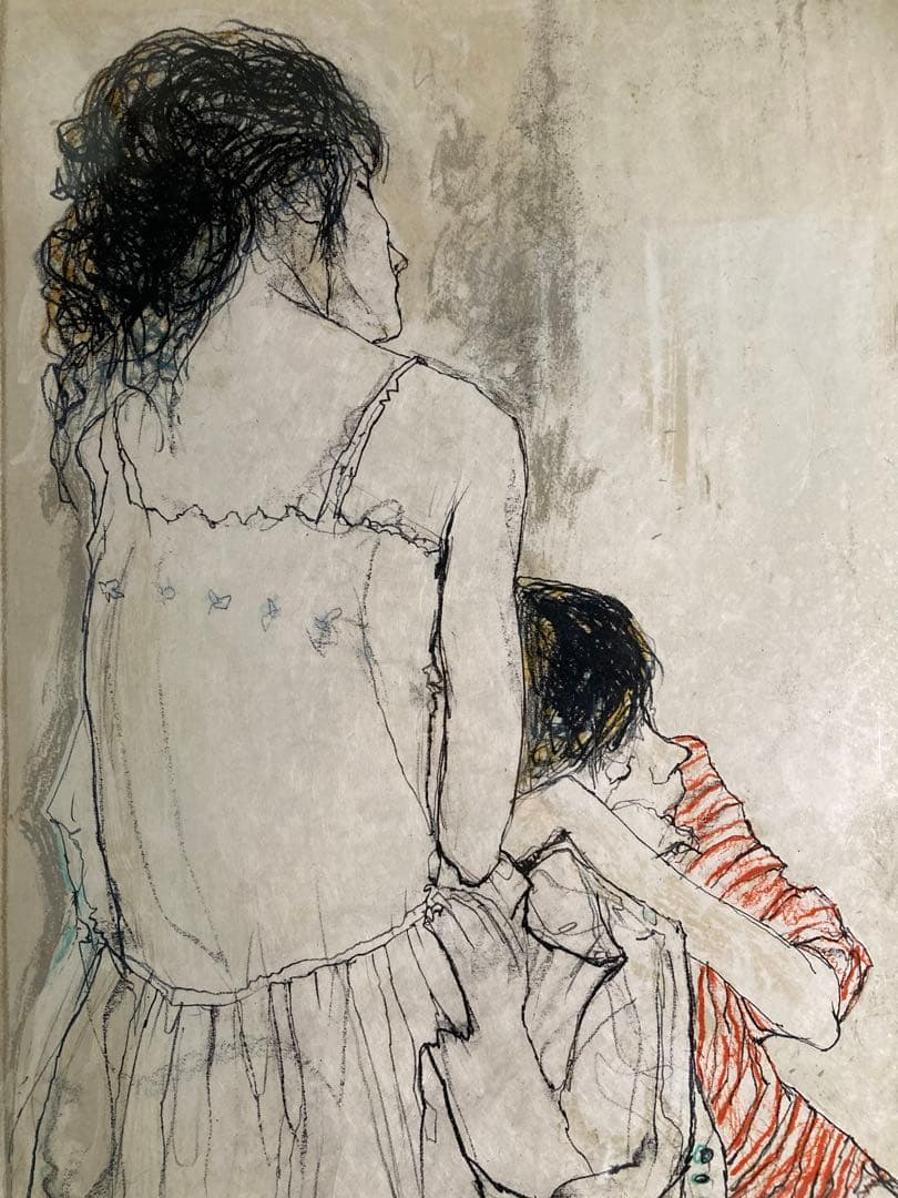 【真作保証】ジャン・ジャンセン「母と子」リトグラフ 直筆サイン 版画 絵画