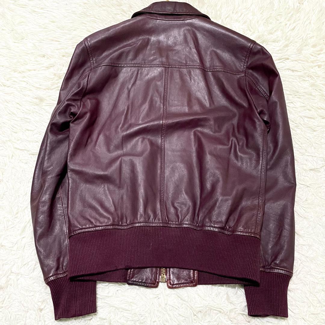 美品 ドルチェ&ガッバーナ ラムレザージャケット ワインレッド 46/M-L