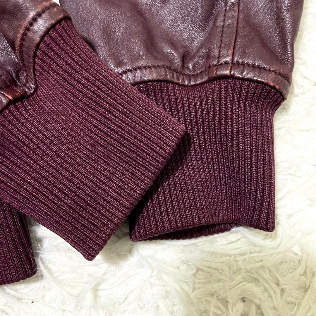 美品 ドルチェ&ガッバーナ ラムレザージャケット ワインレッド 46/M-L