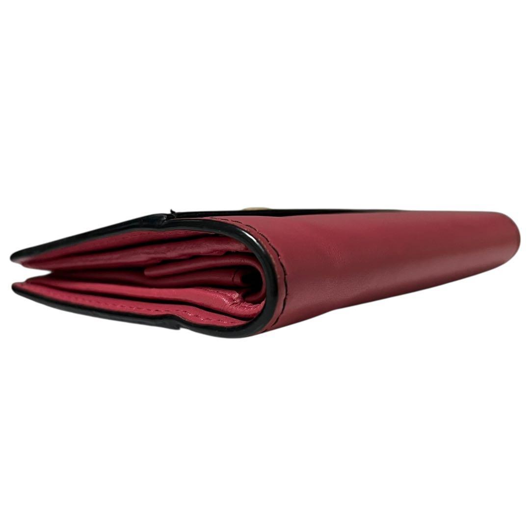 希少✨プラダ 二つ折り財布 サフィアーノレザー バイカラー 黒 ピンク