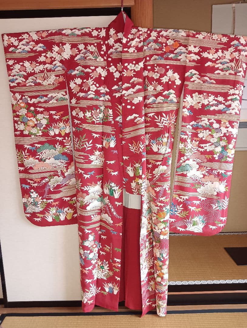 振袖フルセット　手描き総柄友禅　本物志向の方に　古典柄　作家　164/66.5