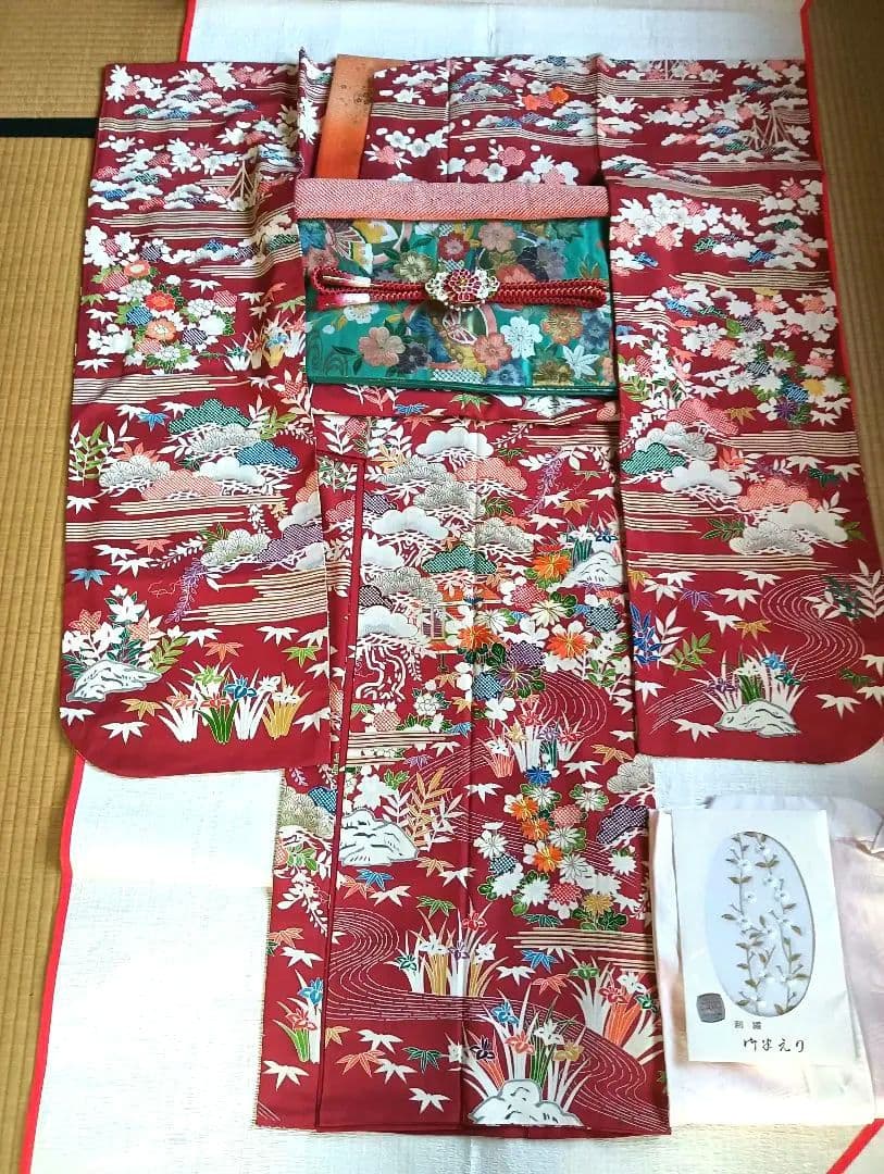 振袖フルセット　手描き総柄友禅　本物志向の方に　古典柄　作家　164/66.5