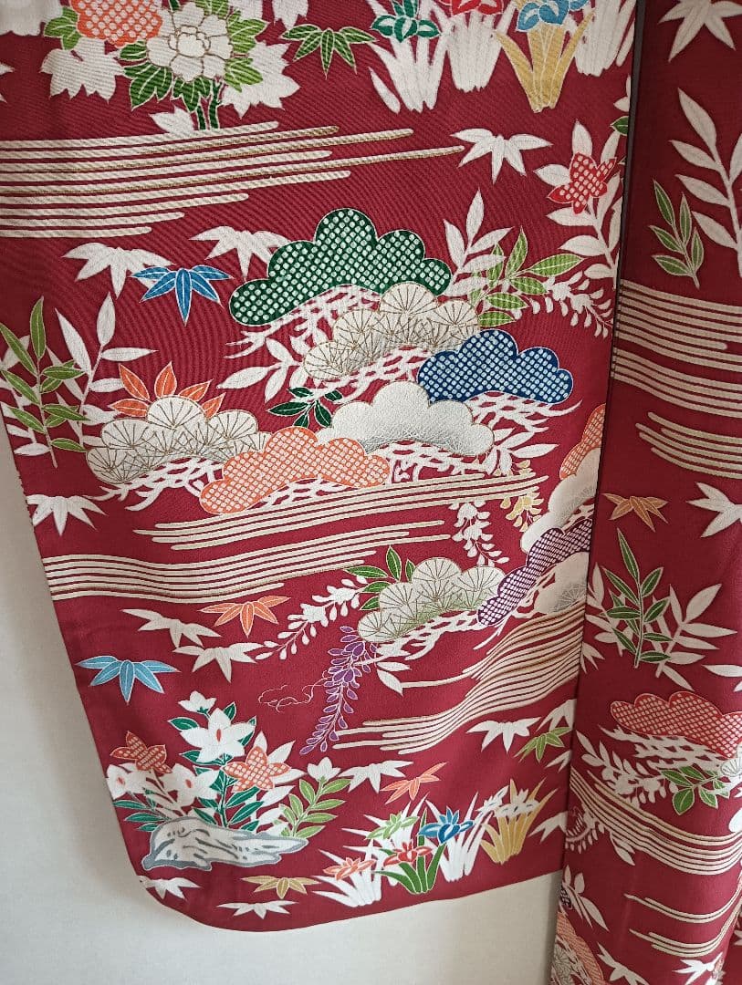 振袖フルセット　手描き総柄友禅　本物志向の方に　古典柄　作家　164/66.5