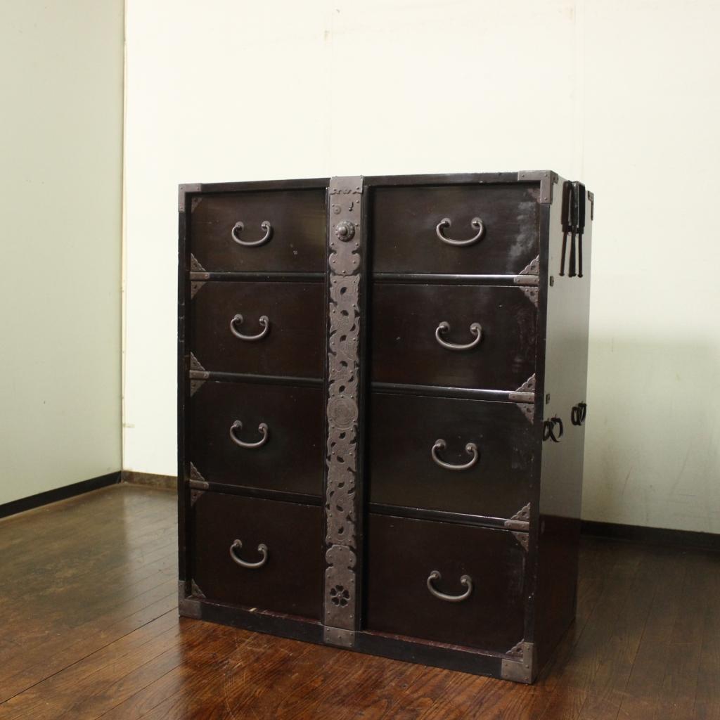 総桐！前棒付きの時代箪笥！古布/サイドボード/古民藝/和家具/古道具