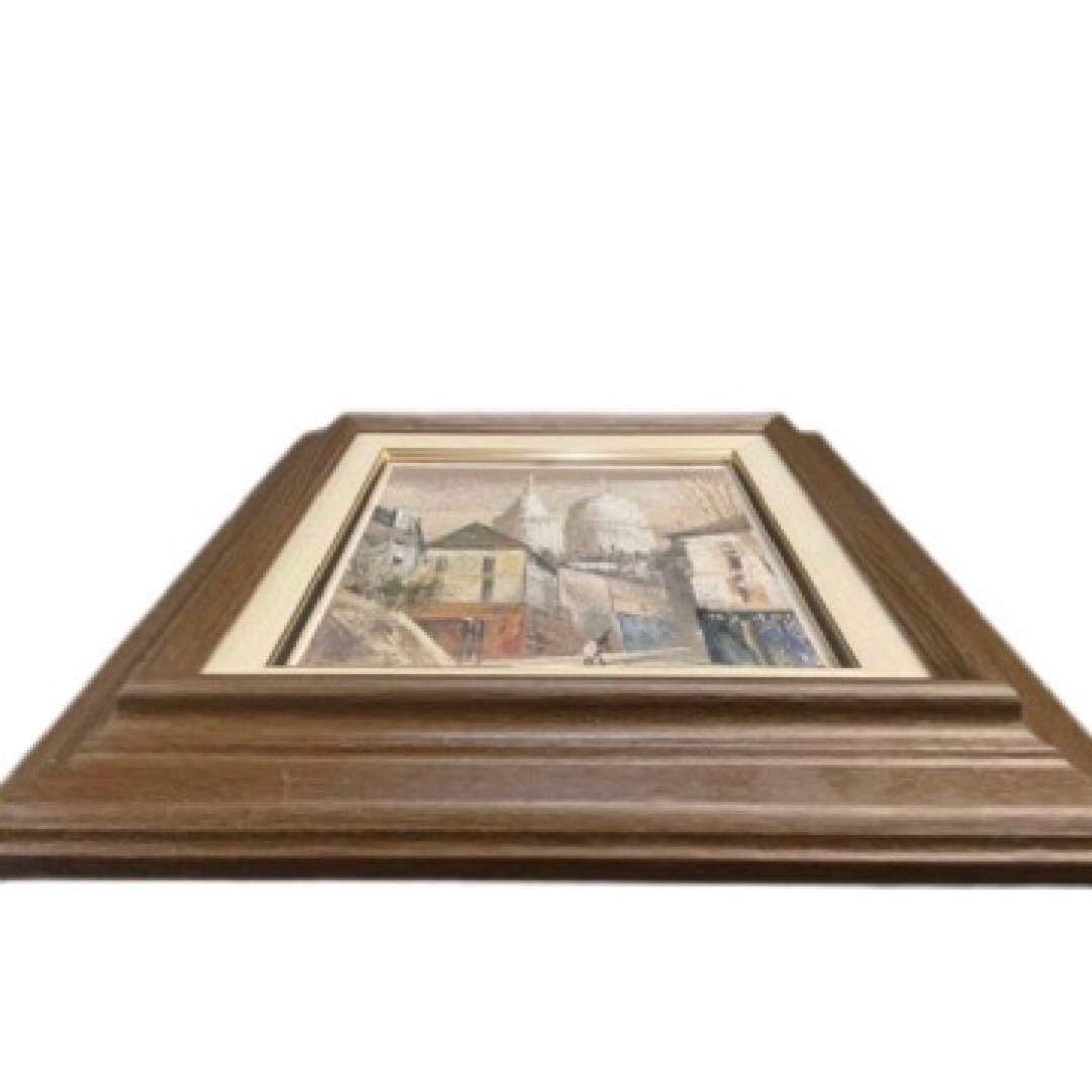 モンマルトル サクレクール寺院 油彩 額装 F4号 作者不詳 サインあり　送込