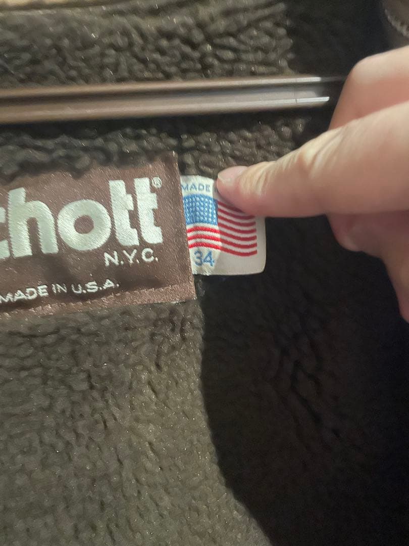 値下中！　schott シングルライダースジャケット茶　34 ボア付