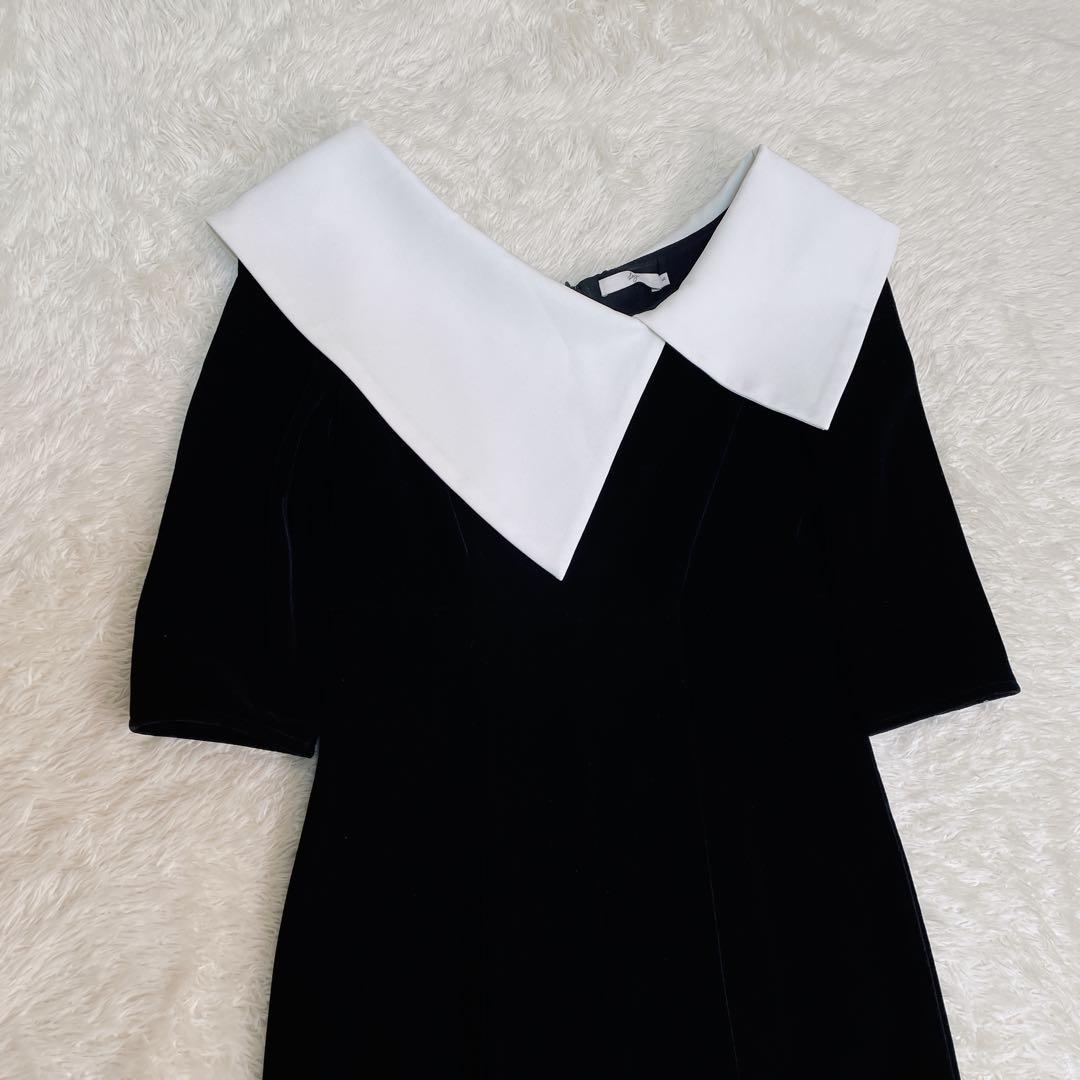 Leja アシンメトリービックカラー　ベロア　マーメイドワンピース　ドレス　S