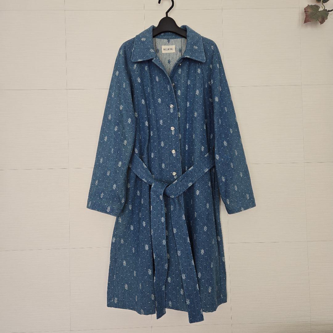 インゲボルグ　地模様織りデニムチェスターコート　インディゴ