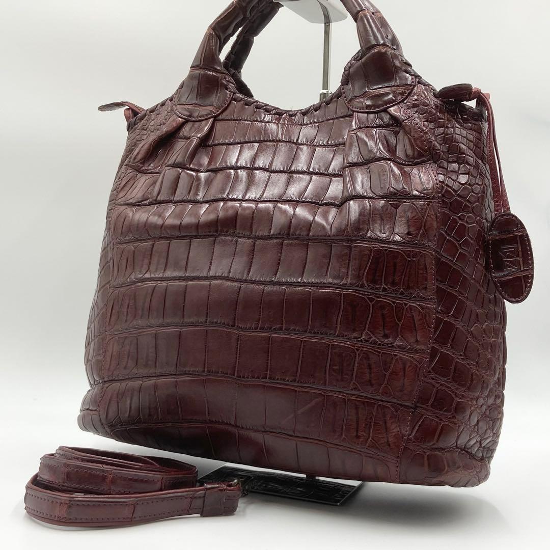 極美品　IBIZA イビサ　2way クロコダイル　マット　レザー　ブラウン