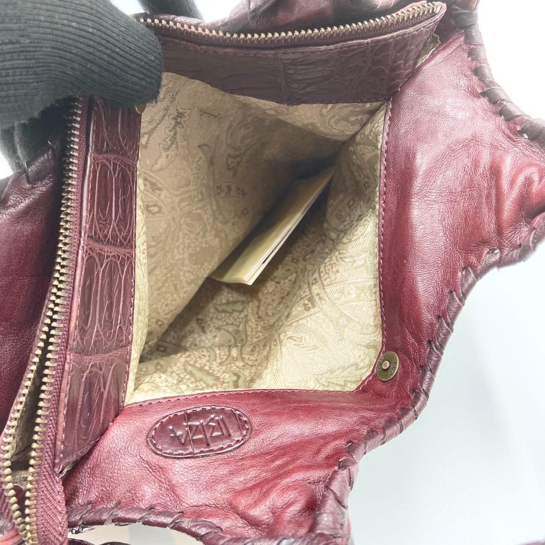 極美品　IBIZA イビサ　2way クロコダイル　マット　レザー　ブラウン