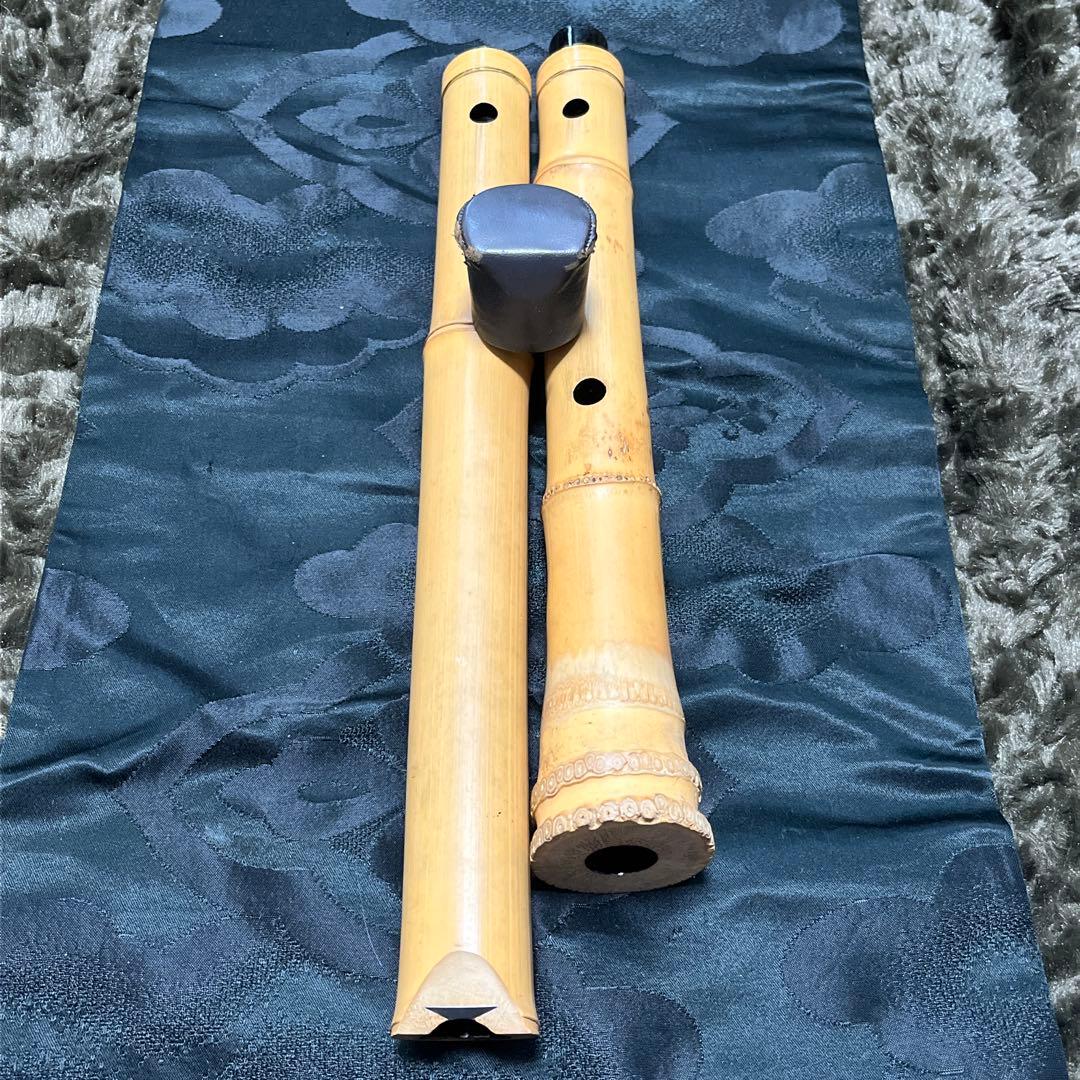 尺八 琴古流 在銘 2印 1尺8寸管 中継ぎ籐巻き 金三線 【音出し確認済み】
