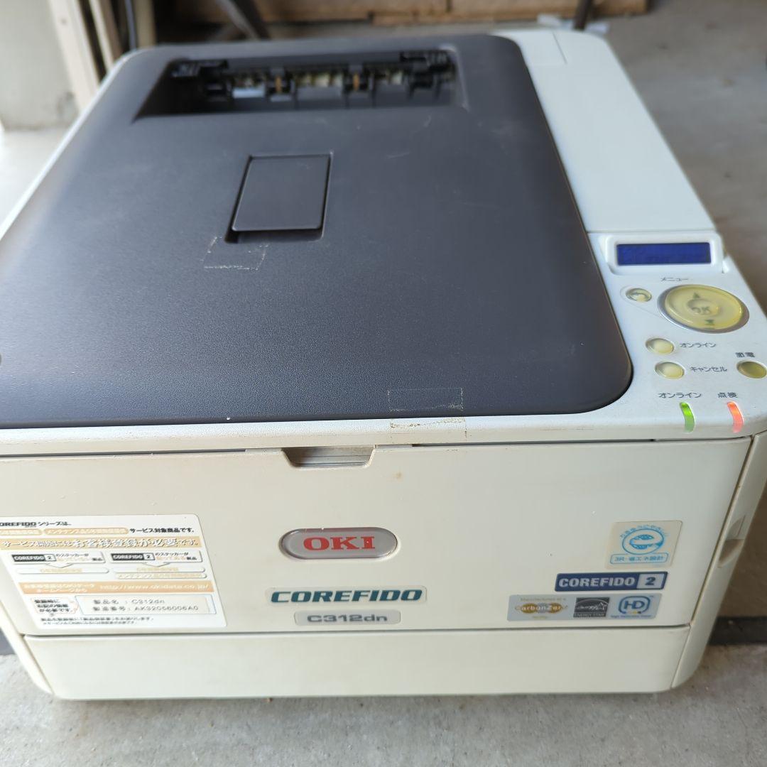 通電OK OKIレーザープリンタ C312dn 電源コードと予備トナー有