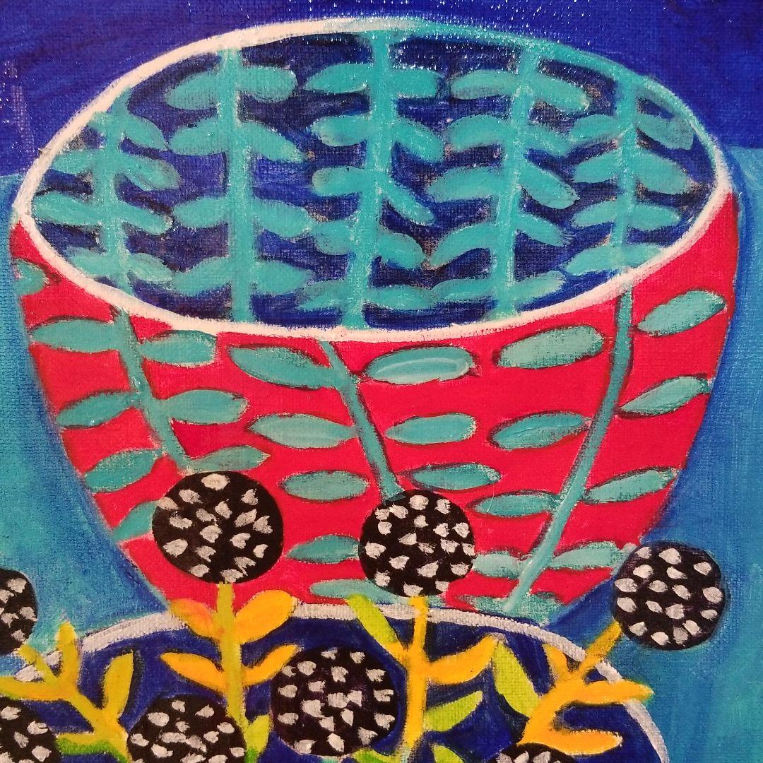 油絵　はち　小鳥さんのかくれんぼ　その１　かくれる鳥