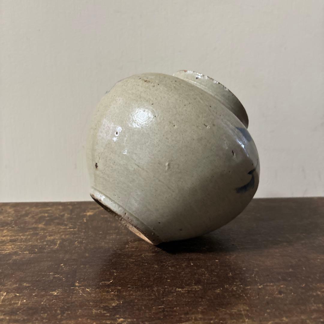 李朝壷　白磁　丸壷　塩笥壺　韓国オンギ.骨董品.スッカラ.アンティーク.立原正秋
