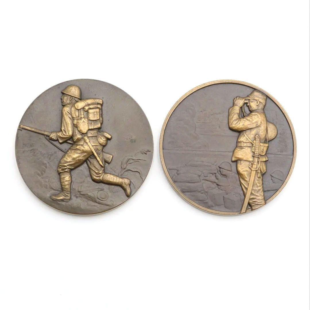 昭和十二年 支那事変記念牌 メダル2枚 造幣局製 旧日本陸海軍　OY381