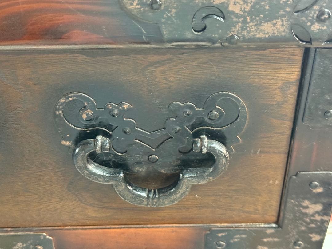 李朝　キャスター付箪笥　古民具　送料込み250505