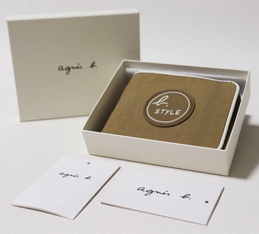 《アニエスベー》箱付新品 軽量 コットンレザーコンビ 2つ折り財布 ウォレット