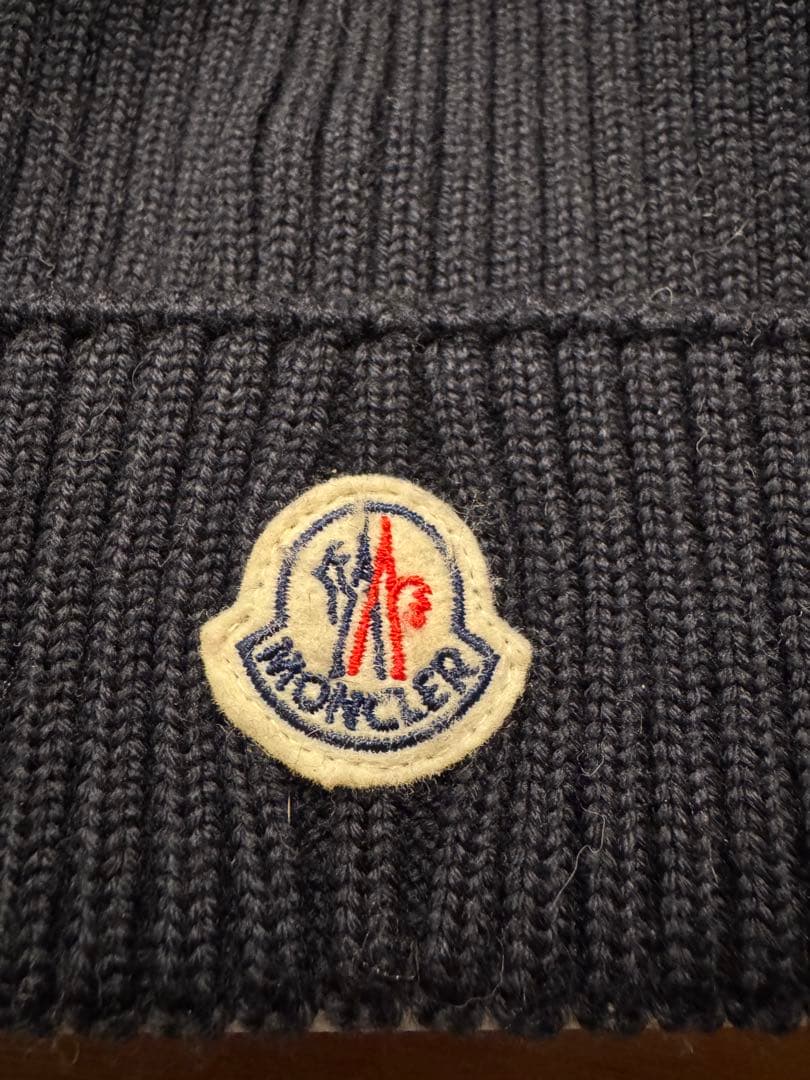 MONCLER 黒 ニット帽 ファー付き