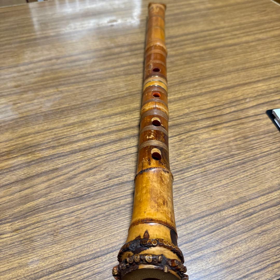 尺八　一尺八寸管唄口金　中継ぎ金三線　 竹峰銘他　最高級品