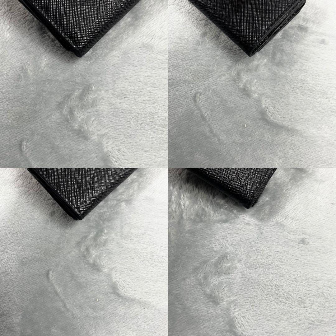 Prada プラダ 3つ折り財布 三角ロゴ ブラック 黒 サフィアーノレザー