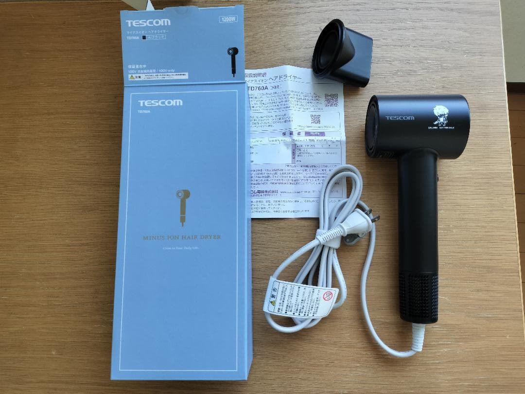 TESCOM テスコム マイナスイオン ヘアドライヤー TD760A-K